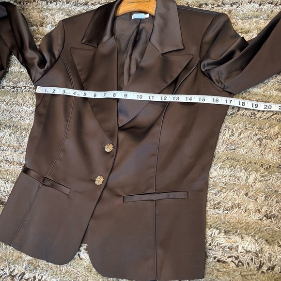 Cache Satin Blazer Jacket brown size 6 - Picture 10 of 11